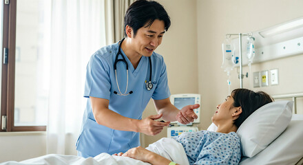 Obraz premium nurse patient talk