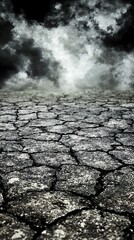 Dark and Dramatic Cracked Earth Under a Stormy Sky
