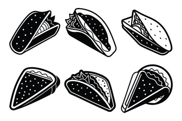 Tacos sets icon vector on White Background ,Vector Art Illustration on white background.
