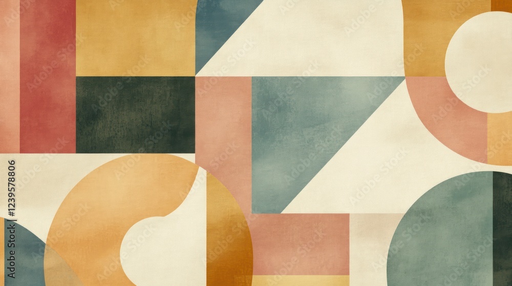 Poster abstract geometric pattern with retro color palette creating modern art design