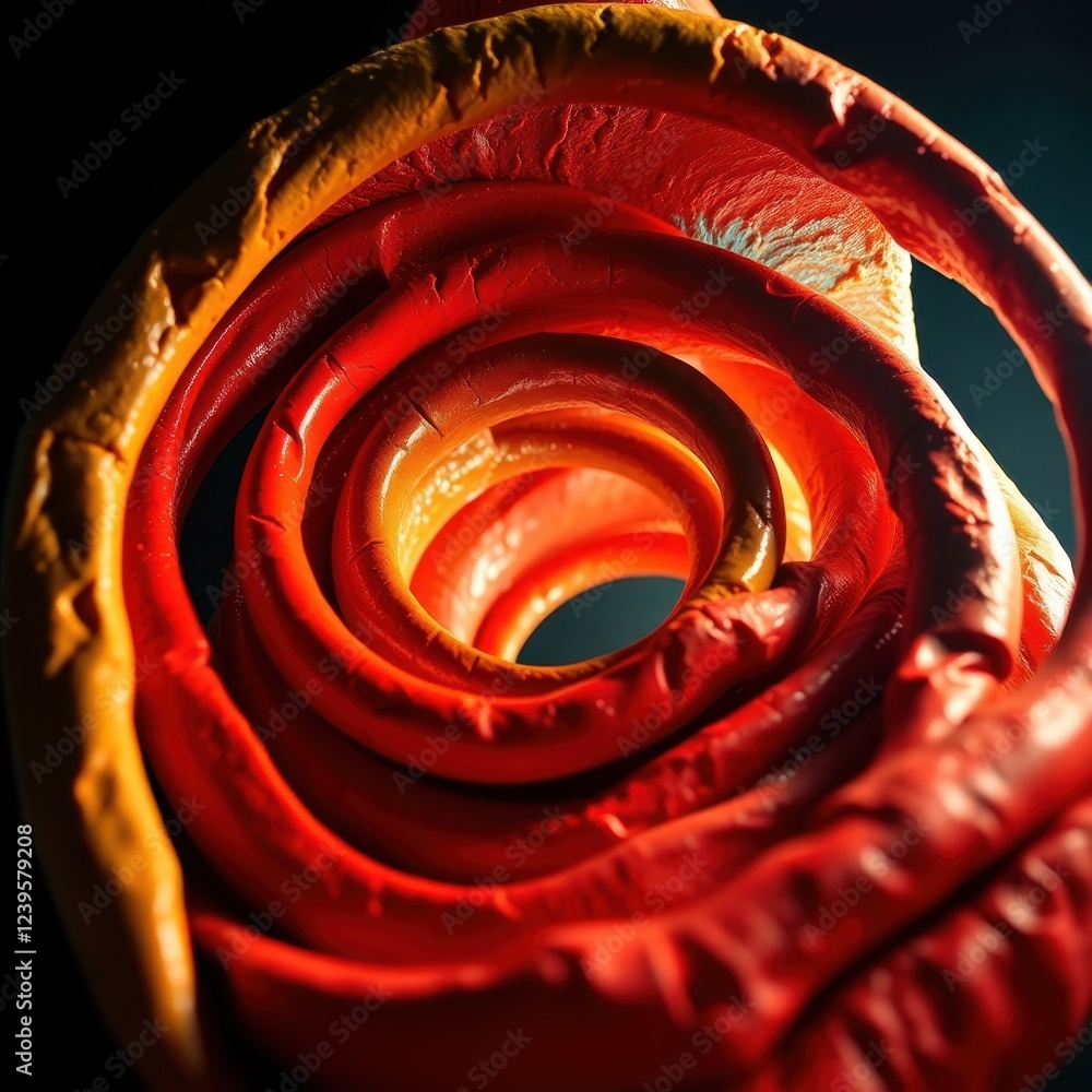 Poster intricate spiral of vibrant colors captures the imagination through dynamic artistry in a close-up v