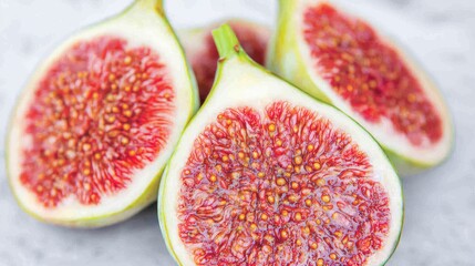 Halved figs on marble, close-up shot, food photography