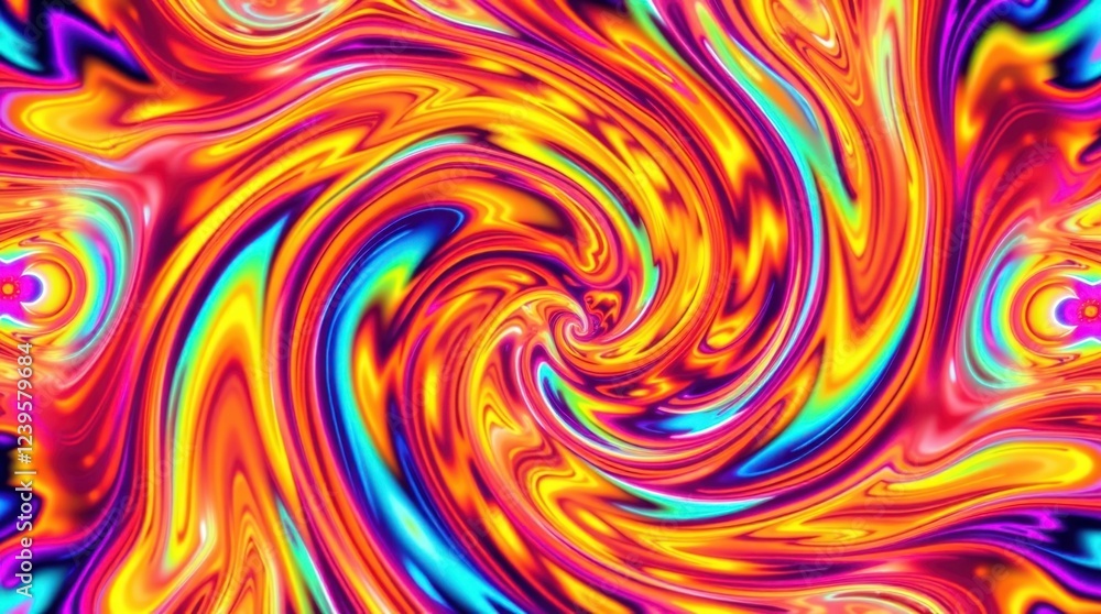 Poster vibrant swirls of color creating a mesmerizing psychedelic pattern in an abstract art piece