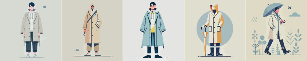vector image of a man wearing a raincoat