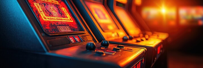 Illuminated Casino Slot Machines Glowing Brightly