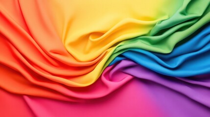 Obraz premium Vibrant Color Spectrum Fabric Draped in Smooth Silky Waves with a Blend of Rainbow Shades