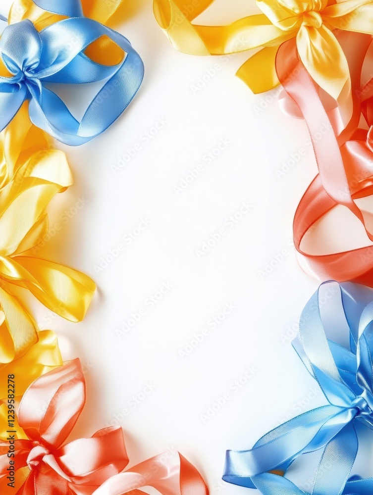 Poster colorful ribbons arranged in a decorative frame suitable for celebrations and special occasions. gen