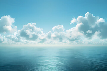 Vivid Mesmerizing Seascape with Ethereal Cloud Formation Against Azure Skies