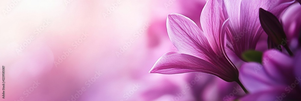 Aufkleber close up view of delicate pink flowers blooming in soft light during springtime in a vibrant garden 