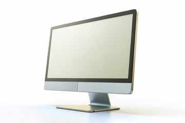 3D Computer Monitor with Blank Display on White Background