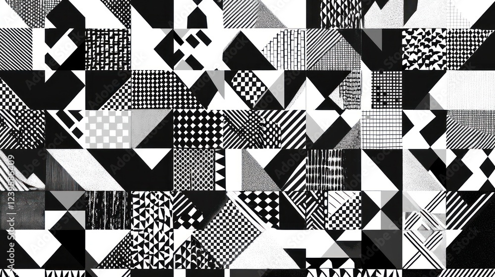Poster monochrome geometric patterns create a sophisticated and modern abstract design