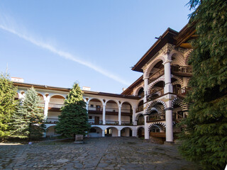 Obraz premium Autumn view of Orthodox Rila Monastery, Bulgaria
