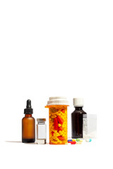 medicine bottle and pills