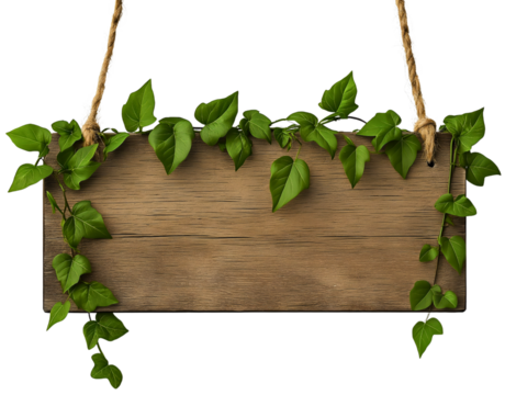 Isolated Wooden Signboard with Empty Space for Text in Nature Background