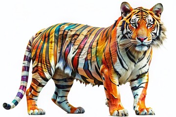 Fototapeta premium Abstract Newspaper Tiger Collage Art on Transparent Background