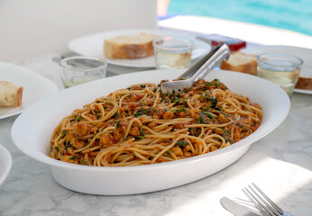 Makaron z krewetkami, Pasta with shrimp © Studio RMW