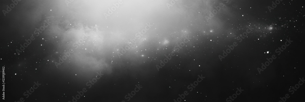 Aufkleber cosmic haze with shimmering stars and distant galaxies in black and white during a tranquil night. g