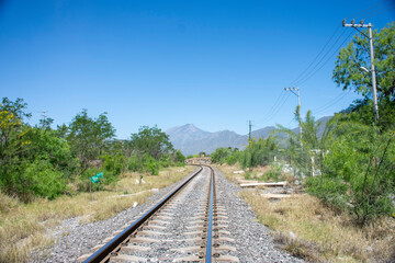 Views of the old Railway Line of the Railway in Hidalgo, Nuevo León. Mexico