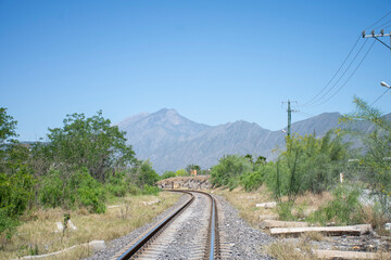 Views of the old Railway Line of the Railway in Hidalgo, Nuevo León. Mexico