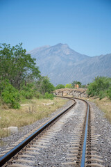 Views of the old Railway Line of the Railway in Hidalgo, Nuevo León. Mexico