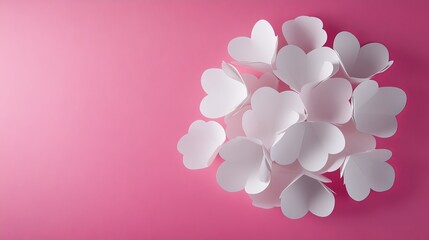 Romantic sentiments penned on a love letter, featuring heart-shaped paper cutouts against a pink canvas
