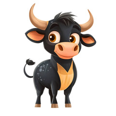 Fototapeta premium Cute Cartoon Bull Standing Strong in Nature Illustration isolated