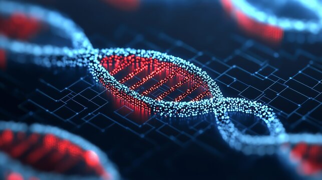 abstract computer generated image of DNA strands for genetics, health, medicine and veterinary.