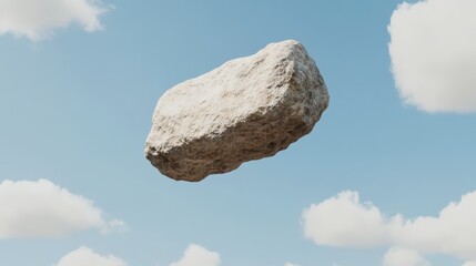 Fototapeta premium Weight vs Weightlessness a massive stone floating impossibly in zero.