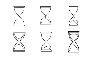 Simple Line Art Set of Hourglasses