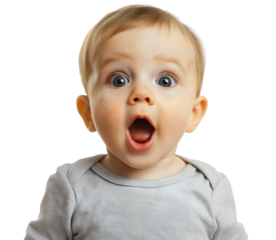 Adorable Caucasian Baby Boy Portrait with Happy Expression on Isolated Background, shocked, amazed