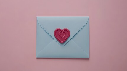 On a pastel background, a minimalist envelope features a heart seal