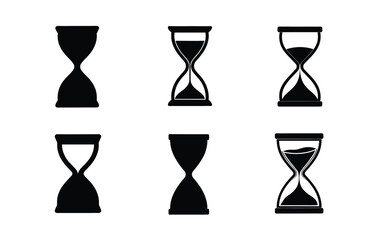 Simple Set of Black and White Hourglass Icons