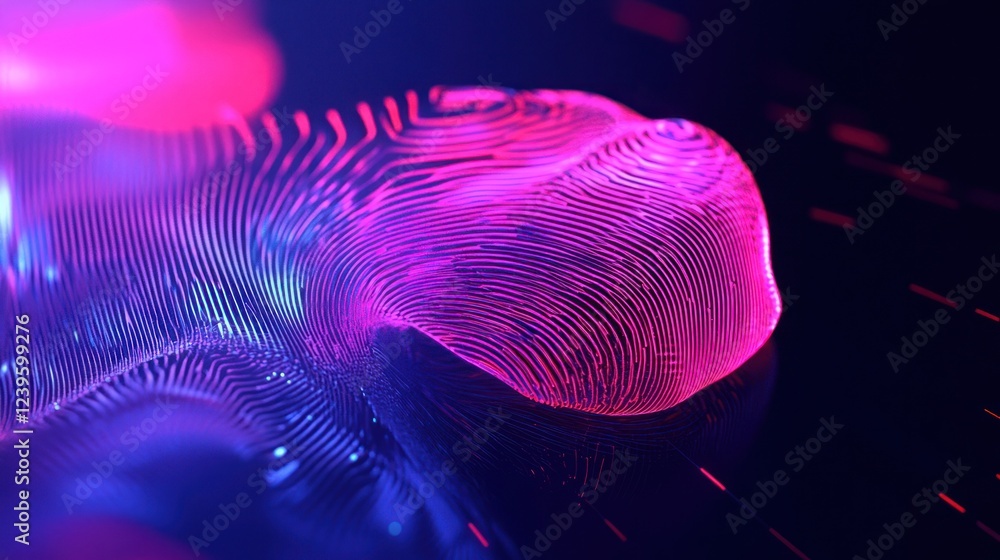 Poster abstract glowing pink and purple wave pattern with reflection on dark background