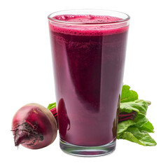 Healthy Fresh Organic Beetroot Juice in Glass on White Background isolated