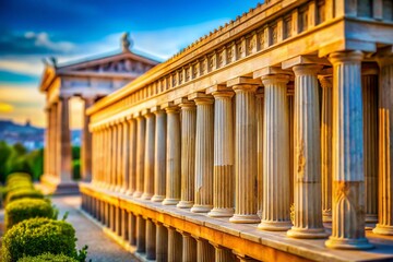 Fototapeta premium Ancient Greek Columns in Perspective Tilt-Shift Effect