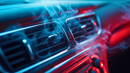 Closeup of Automotive Air Conditioning System Control Panel in Modern Car Interior