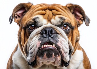 Obraz premium Angry Bulldog Head Close-Up: Isolated Stock Photo