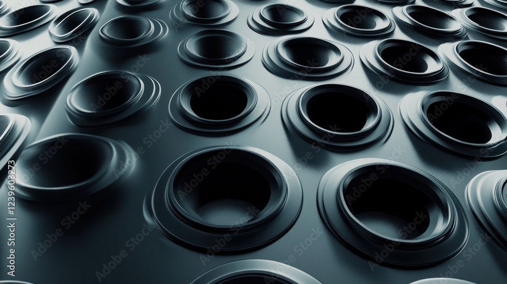 Poster abstract metallic circular pattern with dimpled hollows surface design