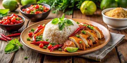 Authentic Thai Homestyle Chicken and Rice Dish