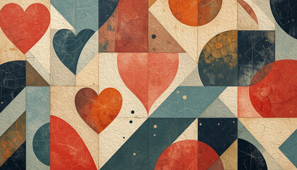 Valentine's Day card design. Illustration with oil paint. Pattern for printing on wall decorations, covers, wallpapers
