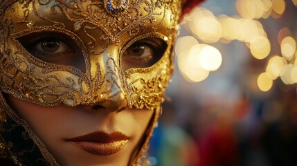 Fototapeta premium portrait of a person with a golden mask