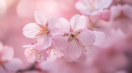 Fototapeta premium A close-up of delicate cherry blossoms in full bloom, representing renewal and feminine beauty