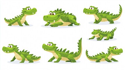 Obraz premium Green Crocodile Character Design Can Be Used For Various Purposes Such As T-shirts, Books, and Children's Content