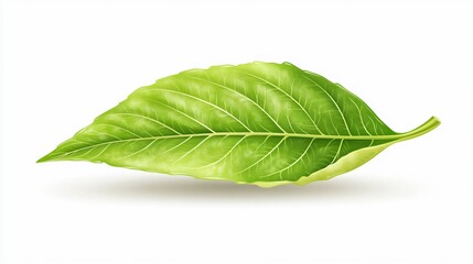 Obraz premium Green Leaf Icon Representing Growth, Nature, and Sustainability in White Background