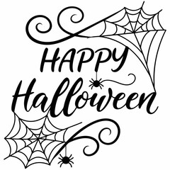 Elegant Happy Halloween Calligraphy with Sharp Design Elements for Festive Greetings art web font   