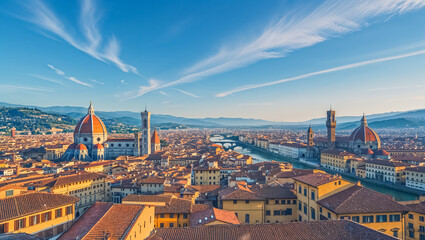 Fototapeta premium Beautiful panorama of Florence Italy, sunny day