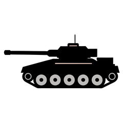 Powerful Tank Silhouette: Long Barrel, Military Might, War Machine, Strategic Weaponry, Combat      