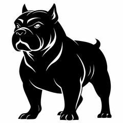 Unwavering Bulldog: Powerful Black Silhouette, Strong Canine, Majestic Dog Breed, Loyal Companion,  