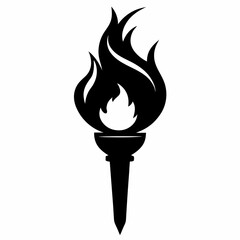 Fiery Torch Silhouette: Ignite Your Designs with this Bold Black Graphic art hot fire dark icon logo