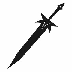 Sharp Black Sword Silhouette: Epic Weapon Vector Graphic for Game Design, Logos, and Branding war   